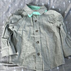 Cat & Jack Gray Button Down Shirt Long Sleeve with removable bow tie